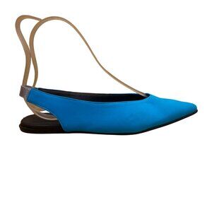 Sandalista Handmade In Greece Women’s Blue Slingback Pointed-Toe Flats Size 39